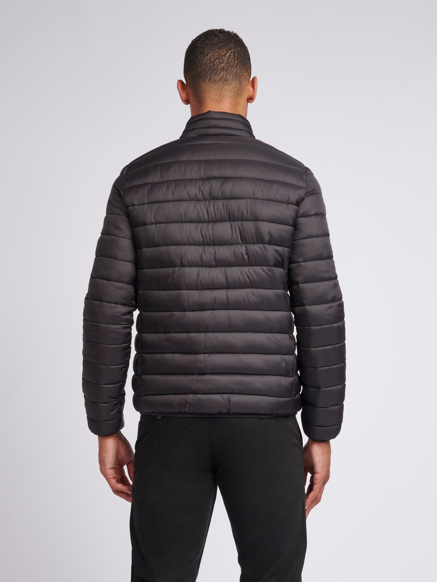 Mens Lightweight Bound Quilted Jacket in Black Bright White DHM