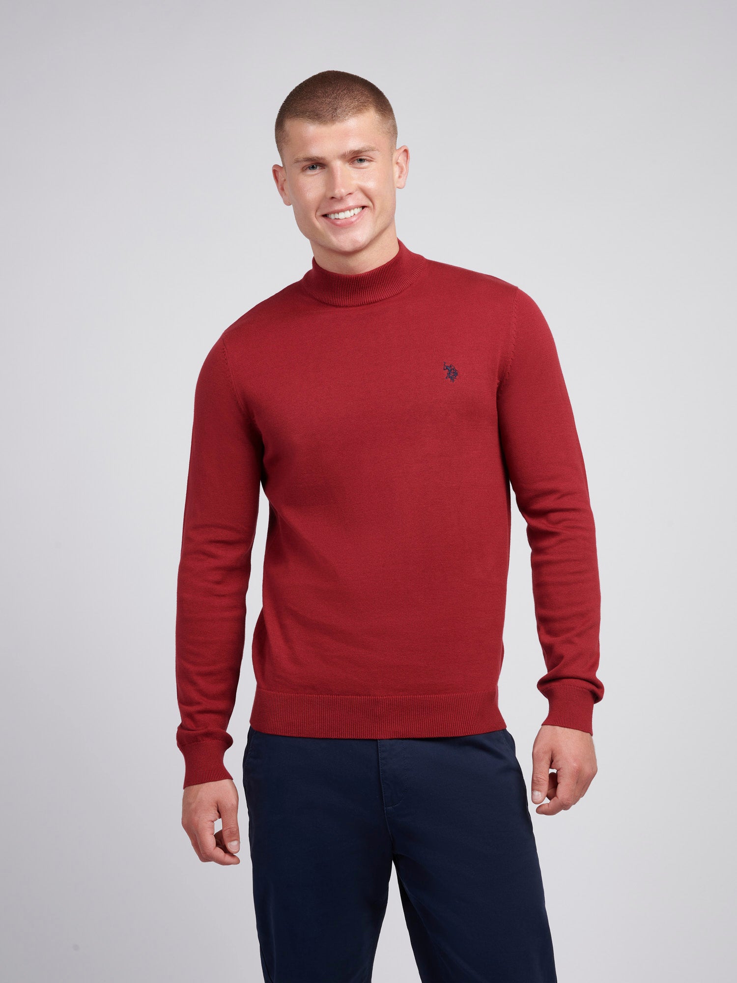 Mens Combed Cotton Turtle Neck in Tibetan Red