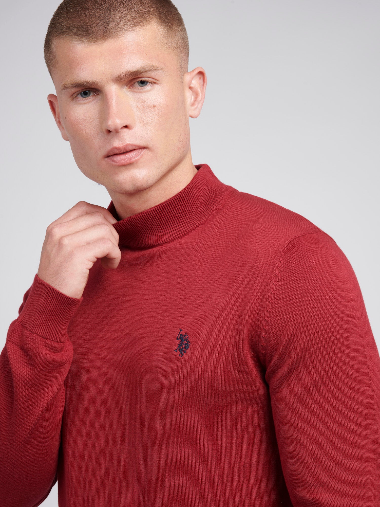 Mens Combed Cotton Turtle Neck in Tibetan Red