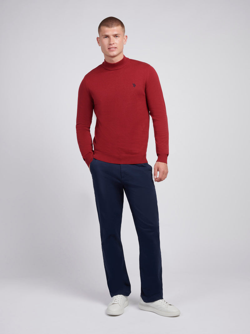 Mens Combed Cotton Turtle Neck in Tibetan Red