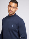 Mens Combed Cotton Turtle Neck in Dark Sapphire Navy / Moonlight Blue DHM