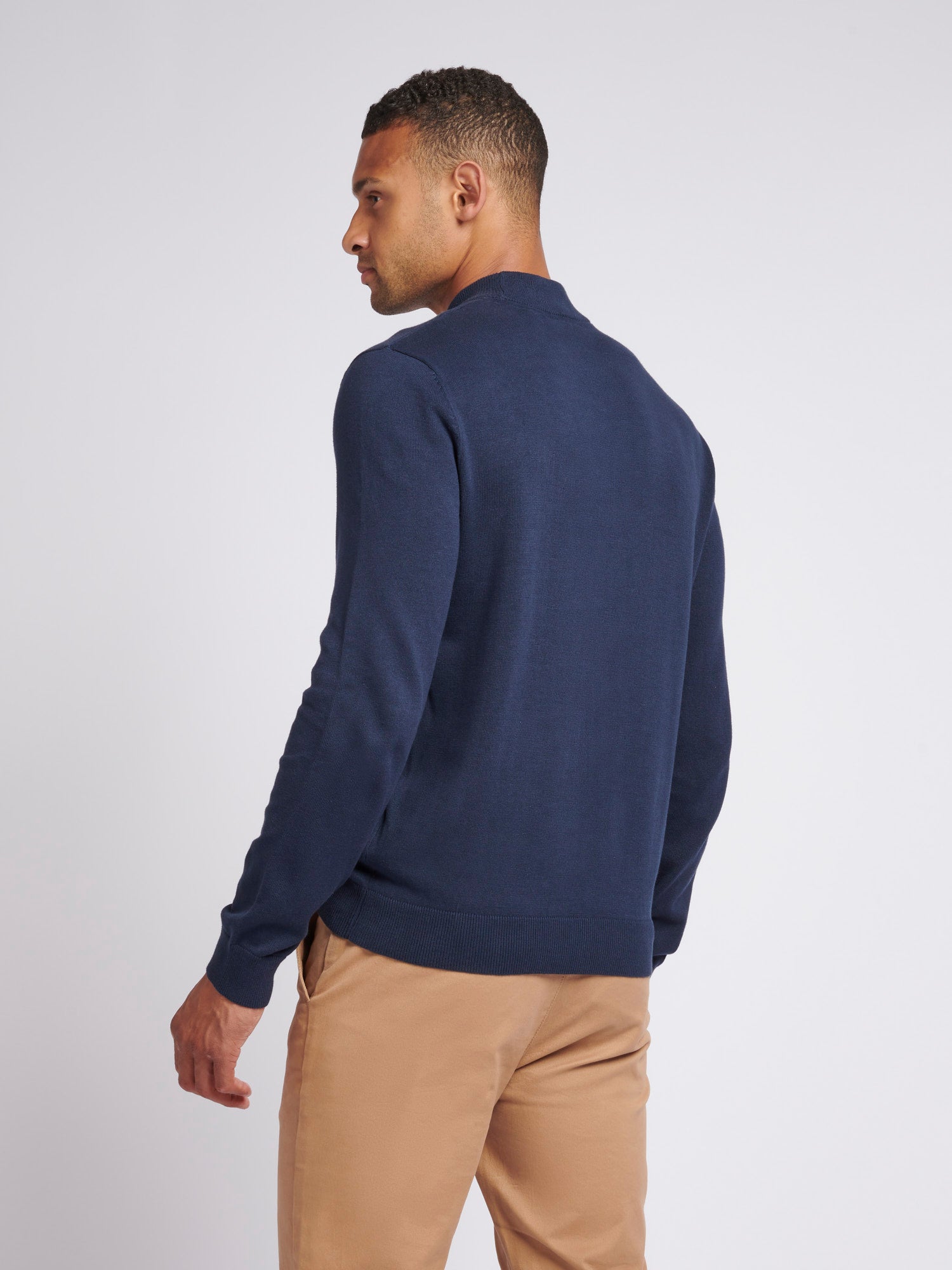 Mens Combed Cotton Turtle Neck in Dark Sapphire Navy / Moonlight Blue DHM