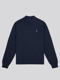 Mens Combed Cotton Turtle Neck in Dark Sapphire Navy / Moonlight Blue DHM