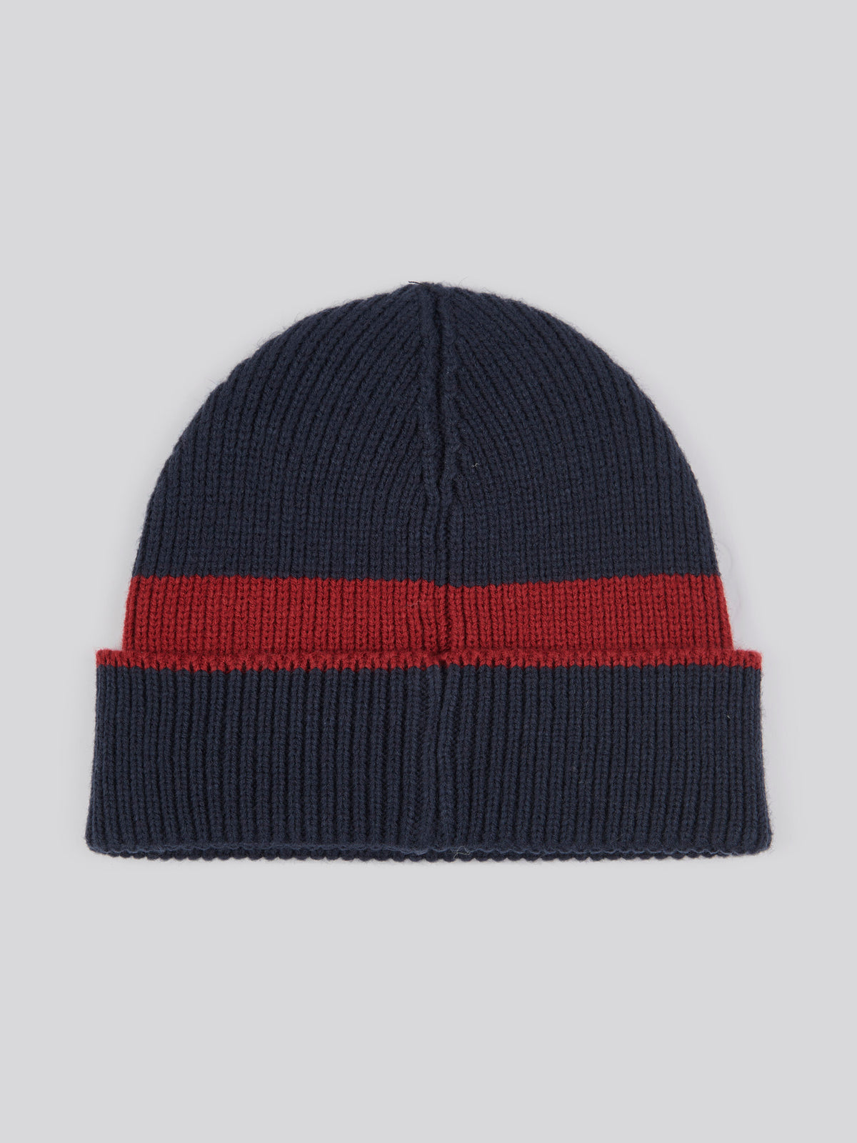 Mens Logo Patch Knit Beanie in Dark Sapphire Navy