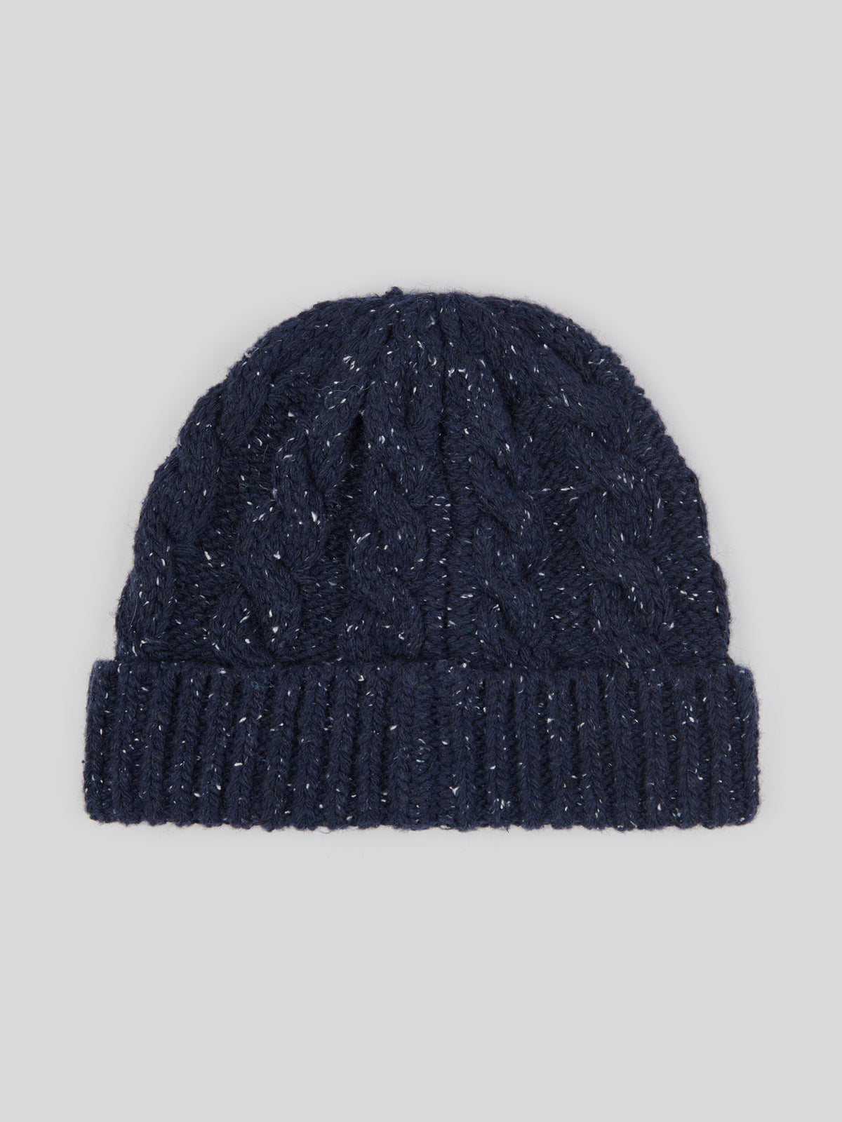 Mens Cable Knit Beanie in Dark Sapphire Navy