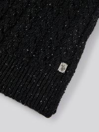 Mens Cable Knit Scarf in Black