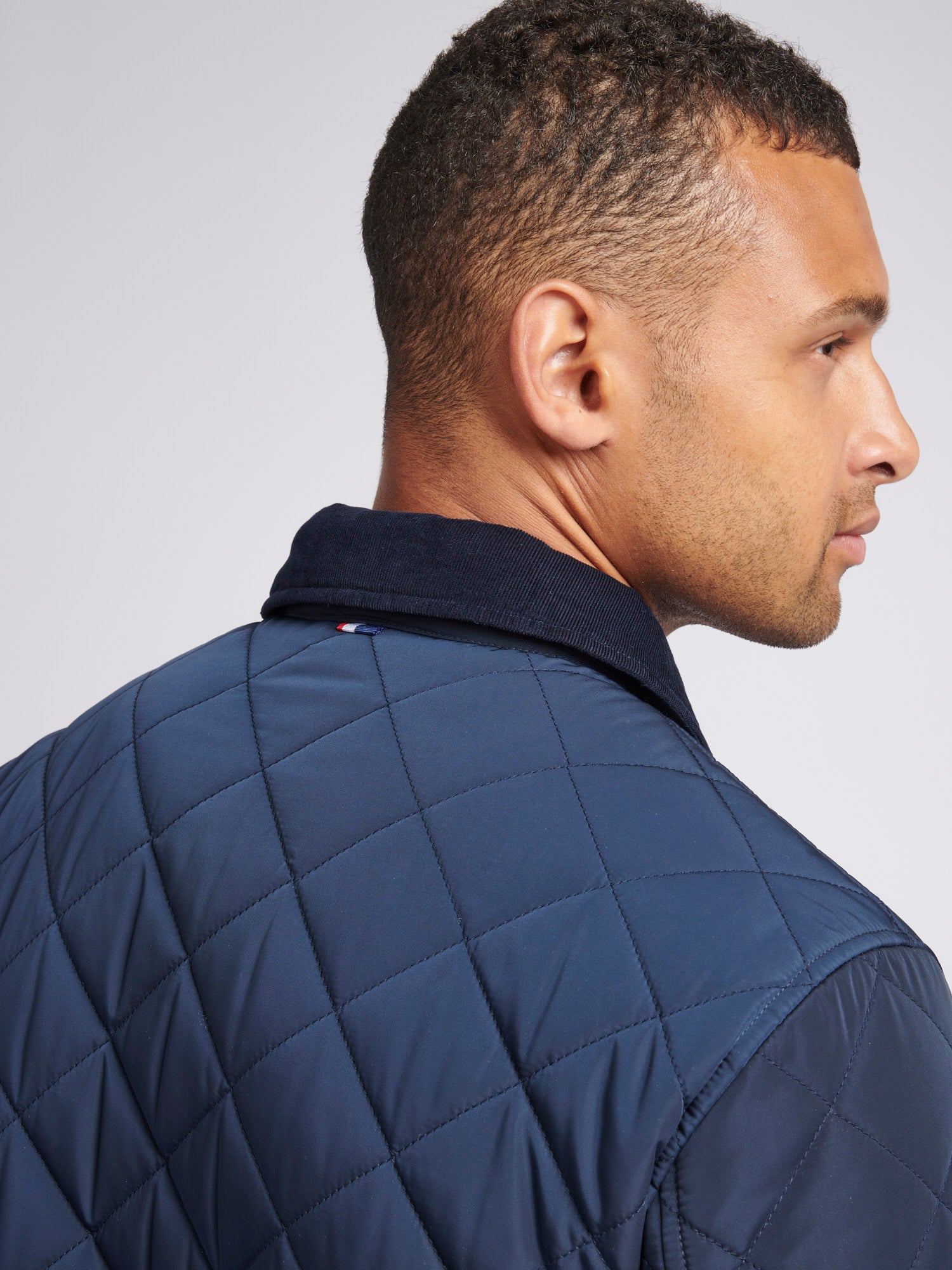 Mens Diamond Quilt Padded Jacket in Dark Sapphire Navy