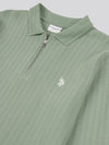 Texture Zip LS Polo Green Bay