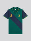 Mens Player 3 Sash Pique Polo Shirt in Rain Forest