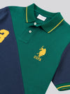 Mens Player 3 Sash Pique Polo Shirt in Rain Forest