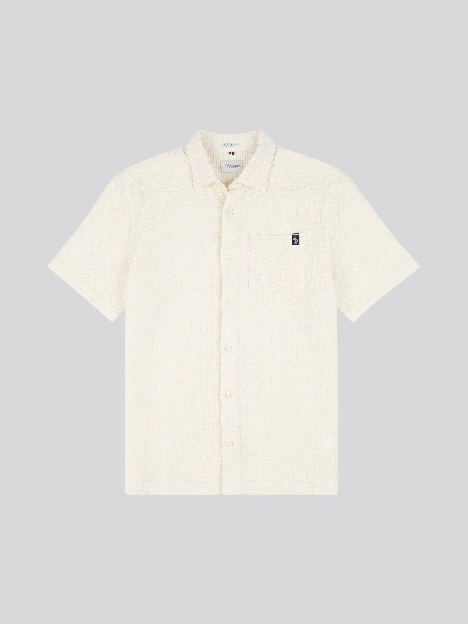 Textured Waffle SS Shirt Bright White