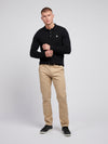 Mens Long Sleeve Knitted Polo Shirt in Black Bright White DHM