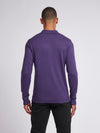 Mens Long Sleeve Knitted Polo Shirt in Purple Plumeria