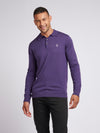 Mens Long Sleeve Knitted Polo Shirt in Purple Plumeria