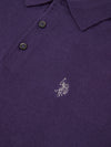 Mens Long Sleeve Knitted Polo Shirt in Purple Plumeria