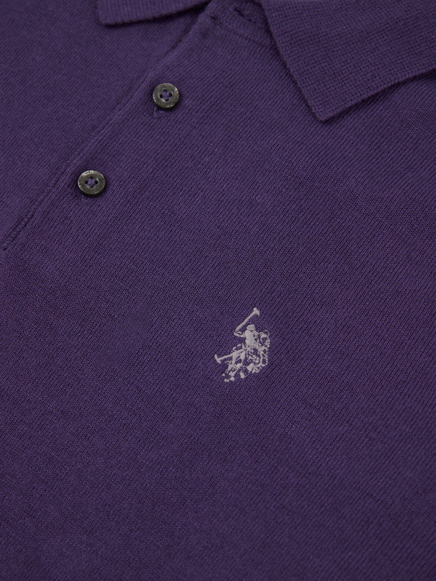 Mens Long Sleeve Knitted Polo Shirt in Purple Plumeria U.S. Polo Assn. UK