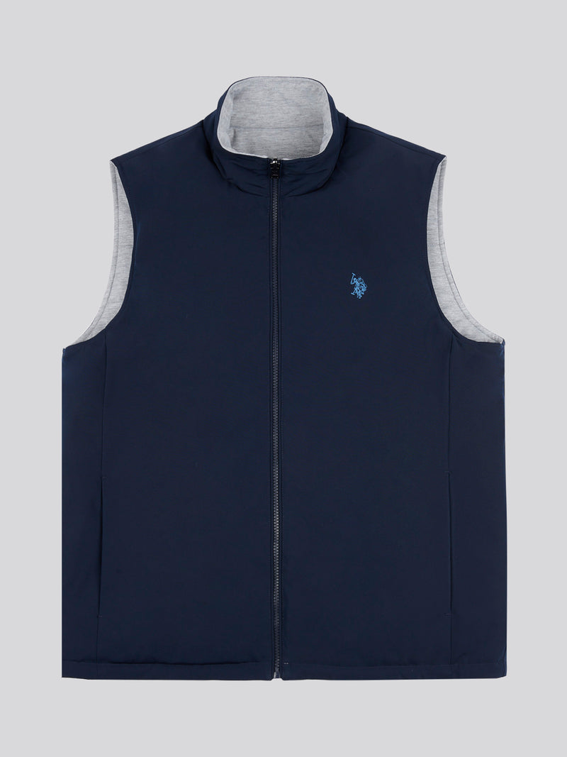 Reversible Clean Front Jersey Lined Gilet Dark Sapphire Navy / Moonlight Blue DHM