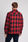 Mens Ombre Brushed Twill Check Shacket in Haute Red