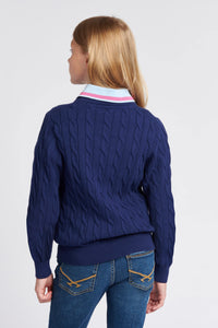 Girls Cable Knit Jumper in Medieval Blue