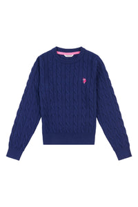 Girls Cable Knit Jumper in Medieval Blue