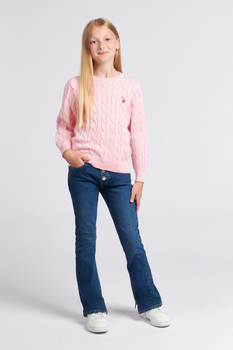 Girls Cable Knit Jumper in Romance Rose