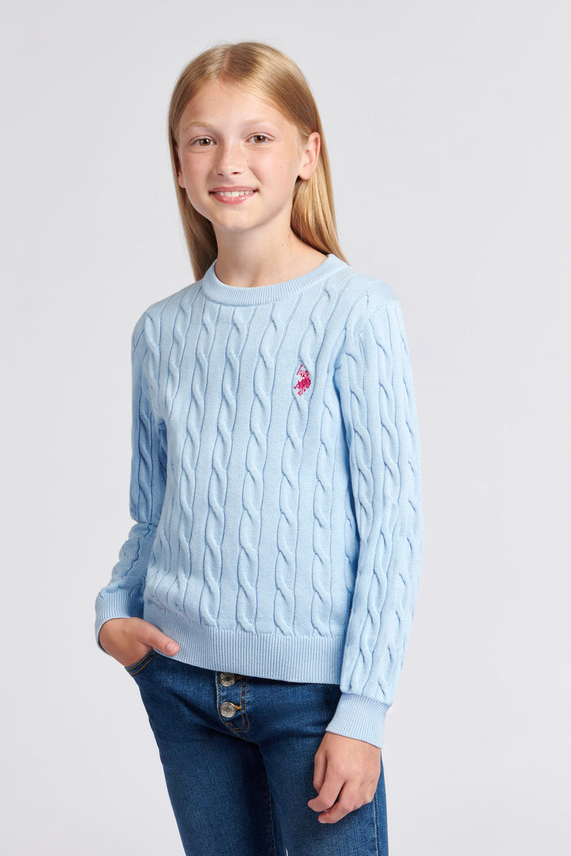 Girls Cable Knit Jumper in Windsurfer