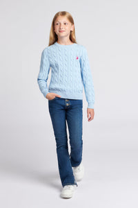 Girls Cable Knit Jumper in Windsurfer