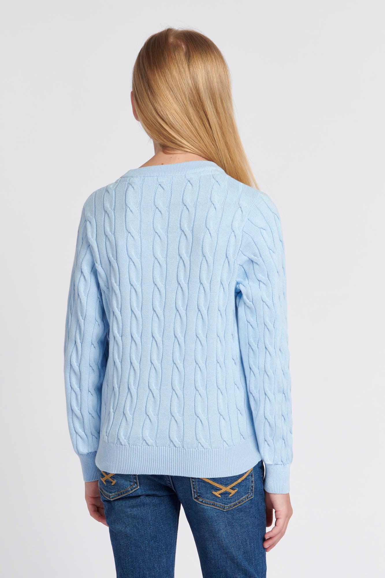 Girls Cable Knit Jumper in Windsurfer