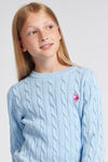 Girls Cable Knit Jumper in Windsurfer