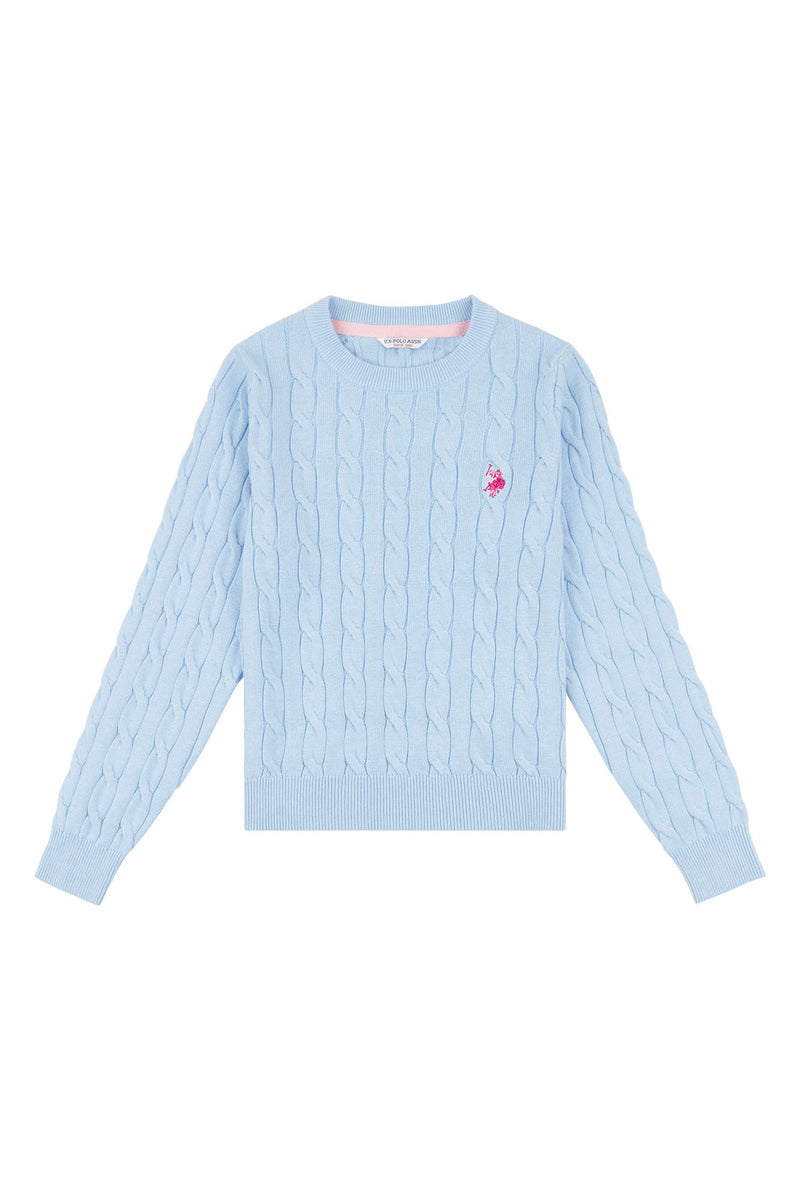 Girls Cable Knit Jumper in Windsurfer