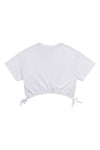 Girls Rounded Elastic Hem T-Shirt in Bright White