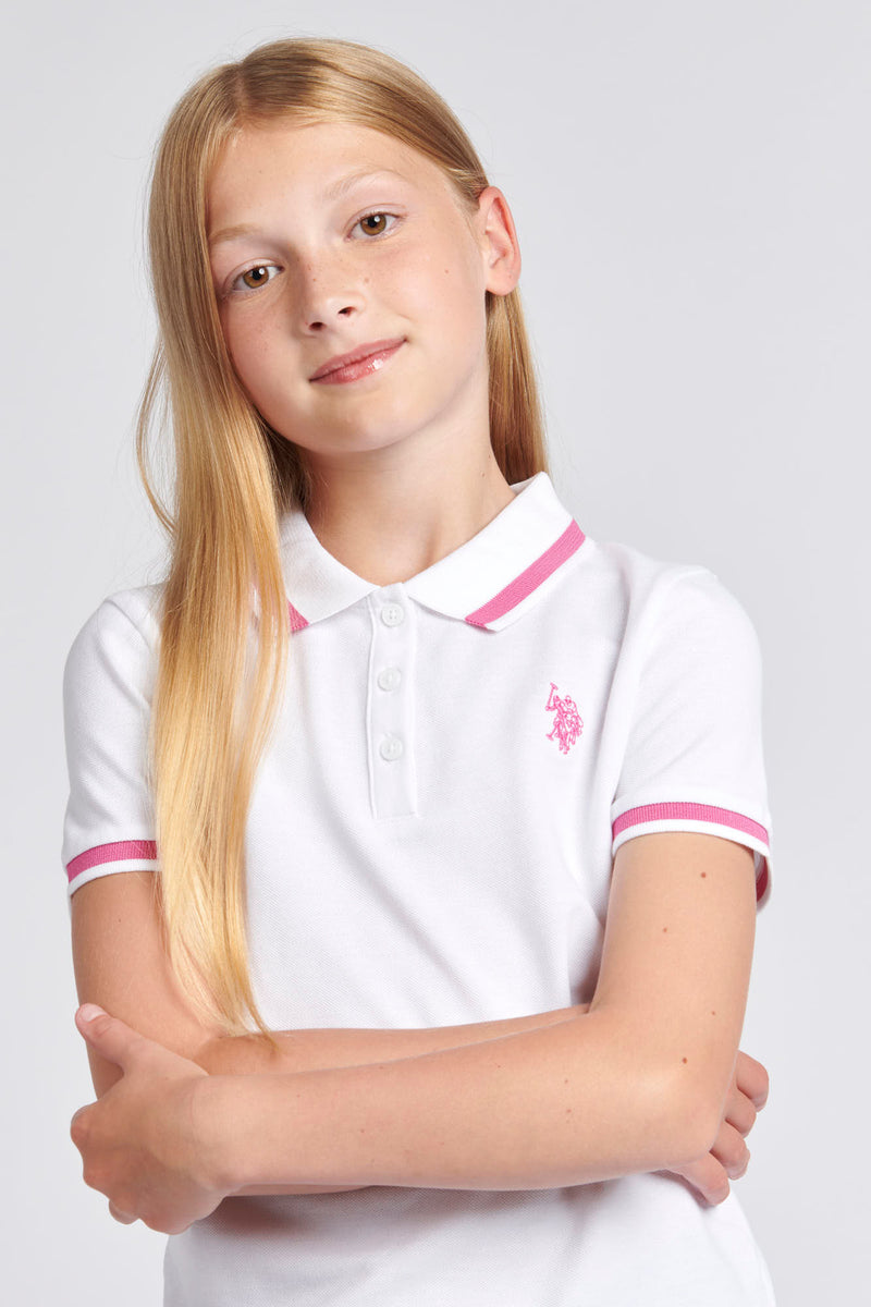 Girls Polo Shirt in Bright White