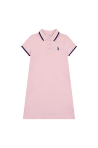 Girls Plain Polo Dress in Romance Rose