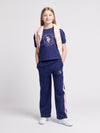 Girls Crest Puff Sleeve T-Shirt in Midnight Blue