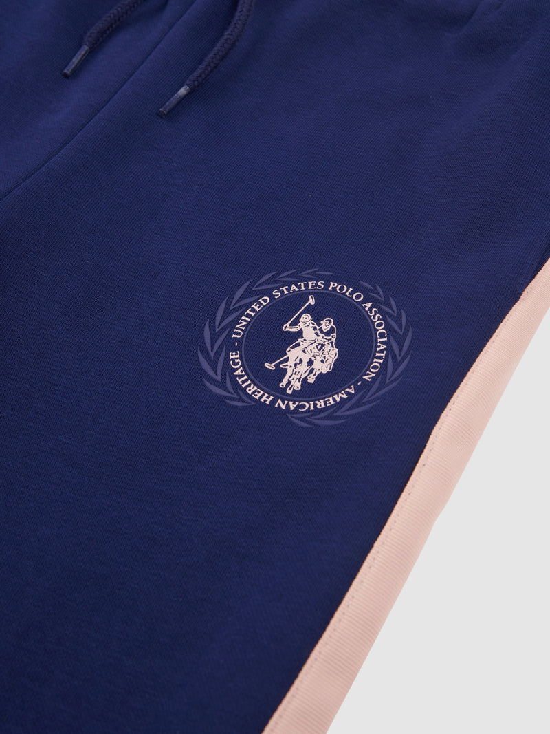 Girls Crest Graphic Joggers in Midnight Blue