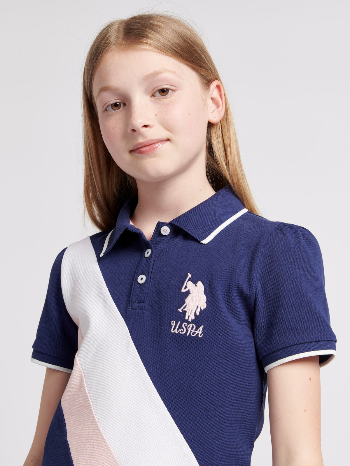 Girls Player 3 Sash Polo Shirt in Midnight Blue