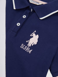 Girls Player 3 Sash Polo Shirt in Midnight Blue