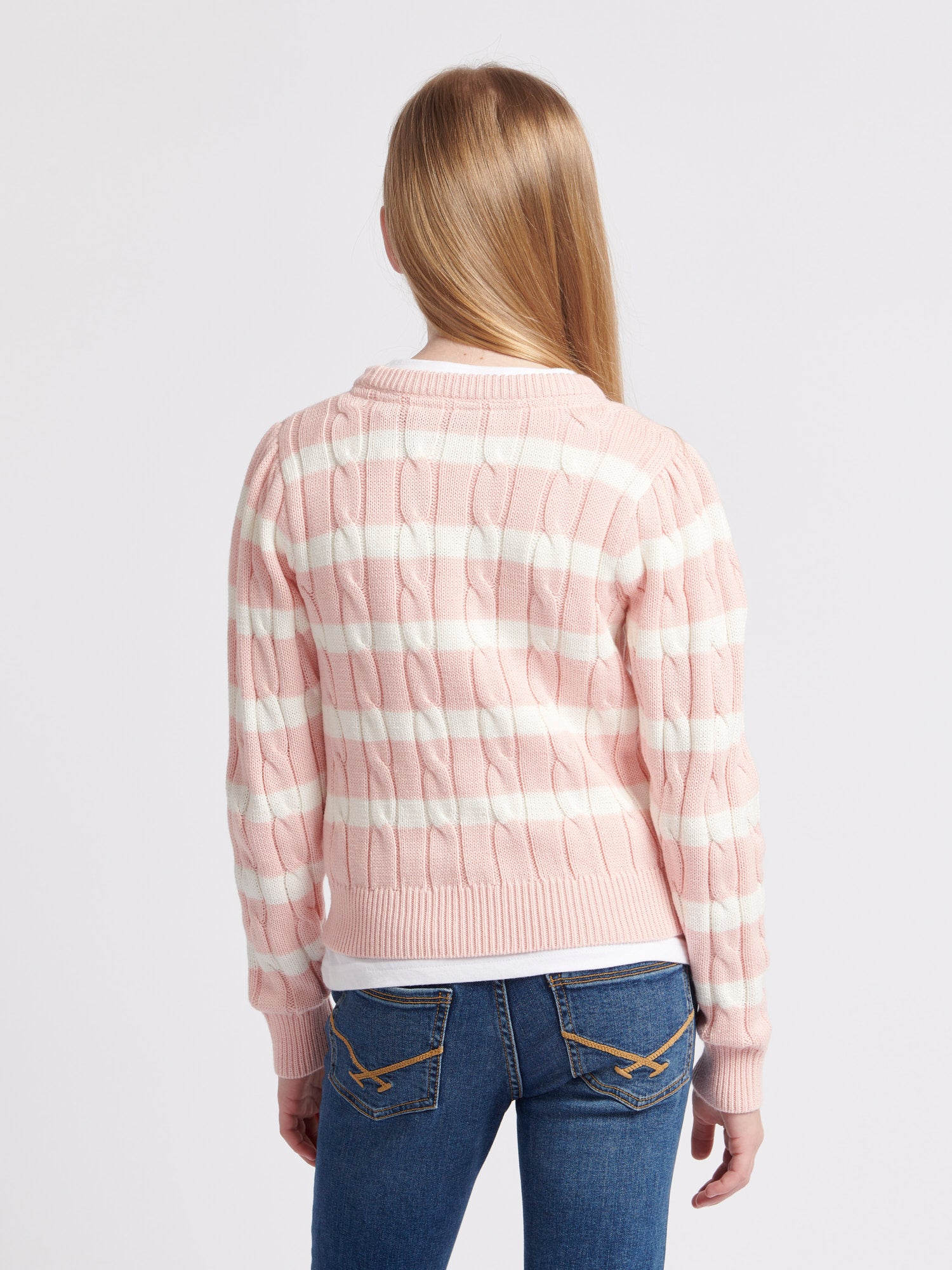 Stripe Cable Knit Jumper Crystal Rose