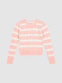 Stripe Cable Knit Jumper Crystal Rose