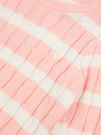 Stripe Cable Knit Jumper Crystal Rose