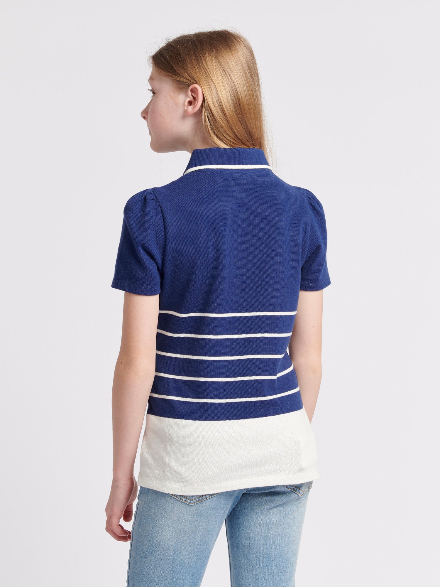 Stripe SS Polo Top Midnight Blue