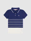 Stripe SS Polo Top Midnight Blue