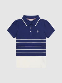 Stripe SS Polo Top Midnight Blue