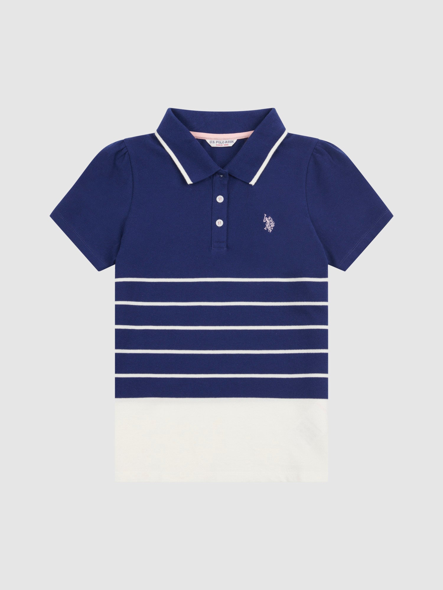 Stripe SS Polo Top Midnight Blue