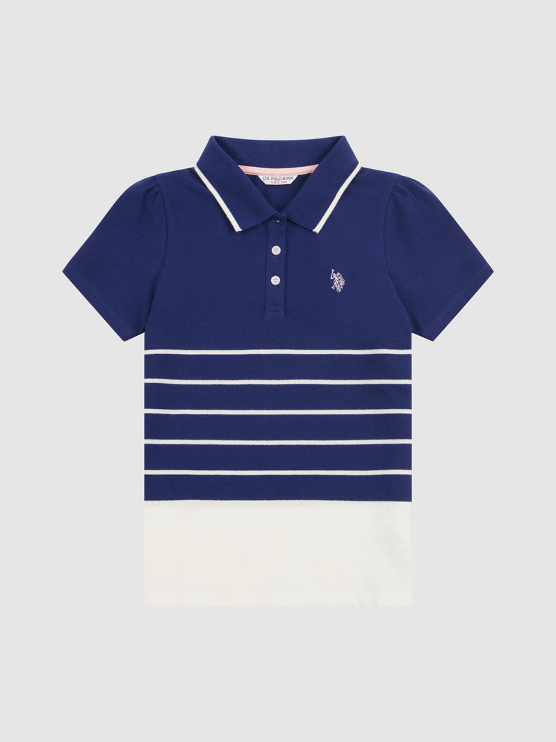 Stripe SS Polo Top Midnight Blue