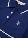 Stripe SS Polo Top Midnight Blue