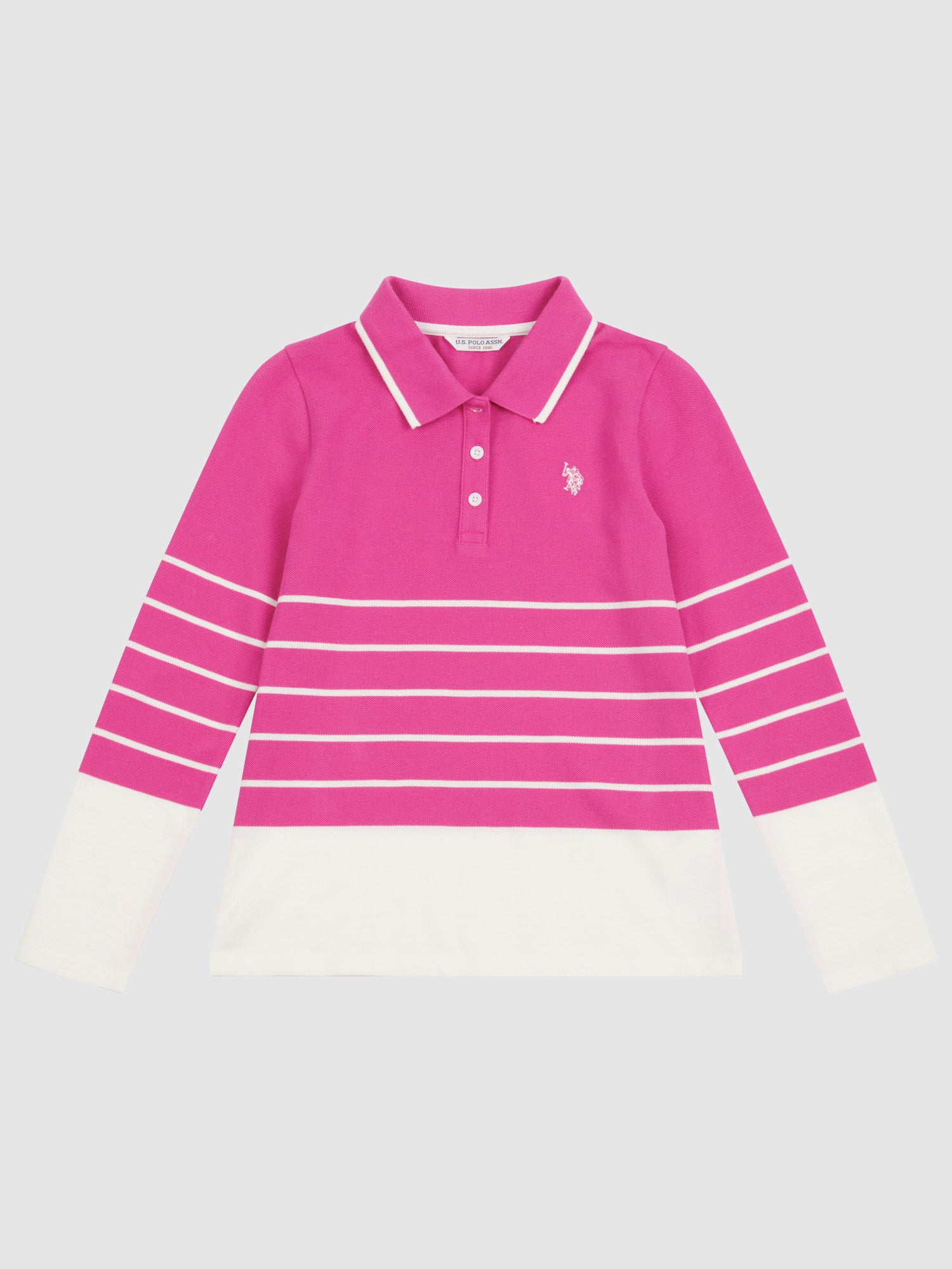 Stripe LS Polo Top Rose Violet