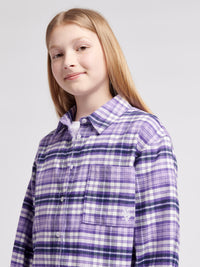 Girls Brushed Check Shirt in Viola