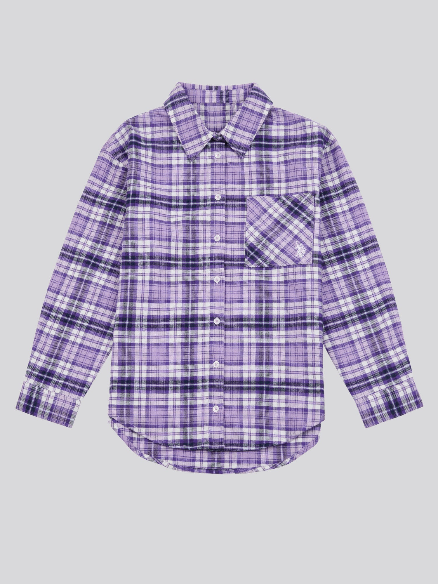 Girls Brushed Check Shirt in Viola