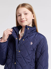 Girls Lightweight Quilted Jacket in Midnight Blue